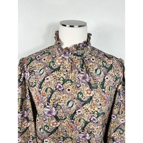 Vintage RRRRuss Womens Floral Ruffle Neck Blouse - Picture 6 of 13